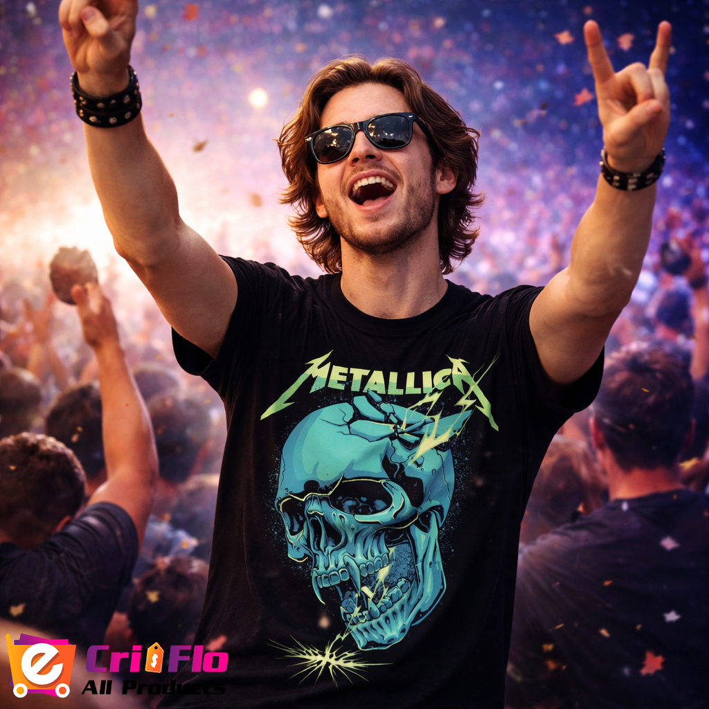 Tricou Metallica Trupa Concert Desen, din bumbac 100% Dama | Barbat